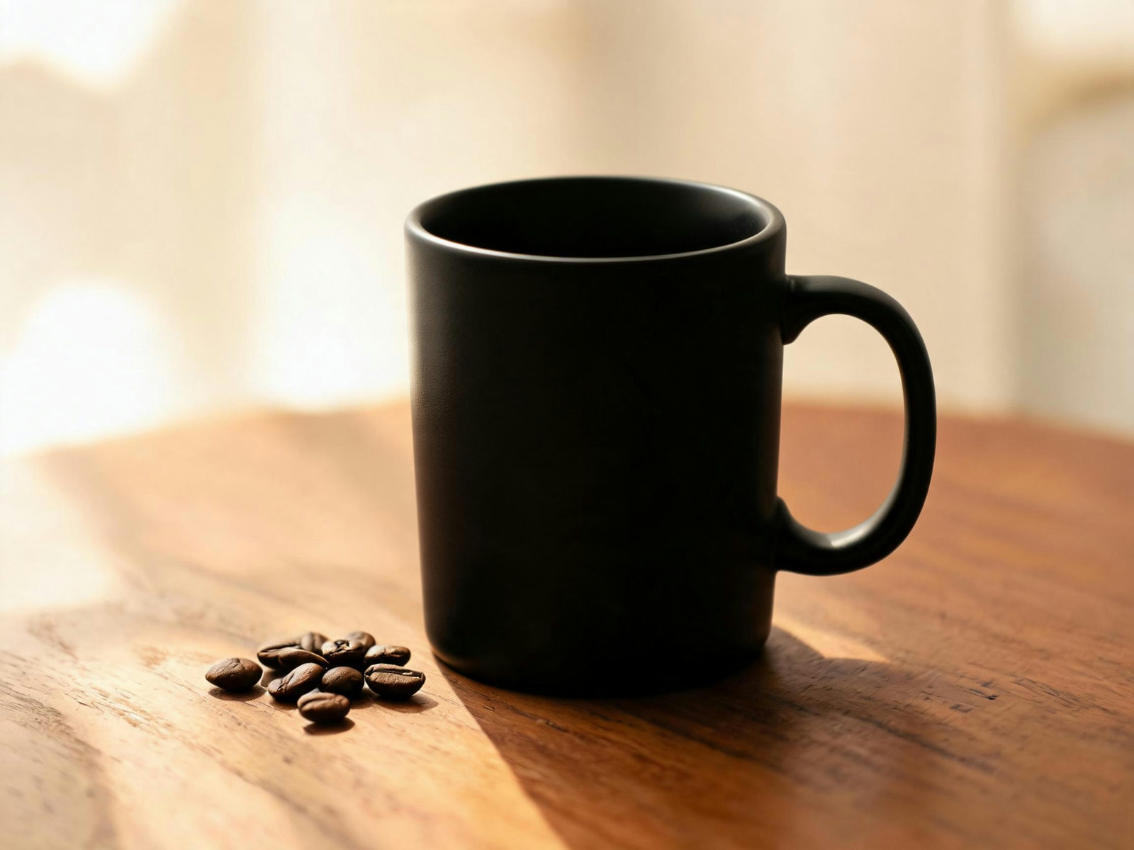 The same product photo with the mug edited to matte black