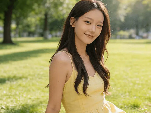 Park portrait with the background crowd removed by AI