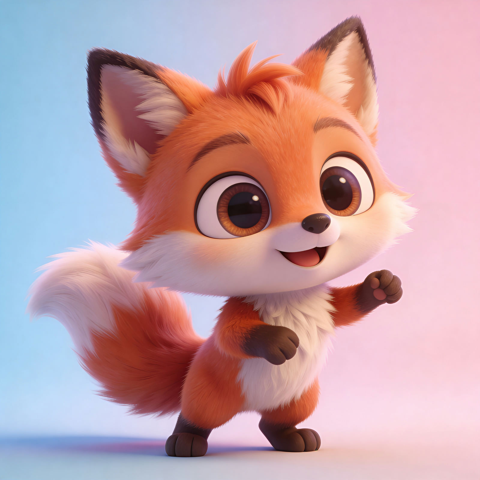 AI-generated 3D cartoon fox character with big eyes